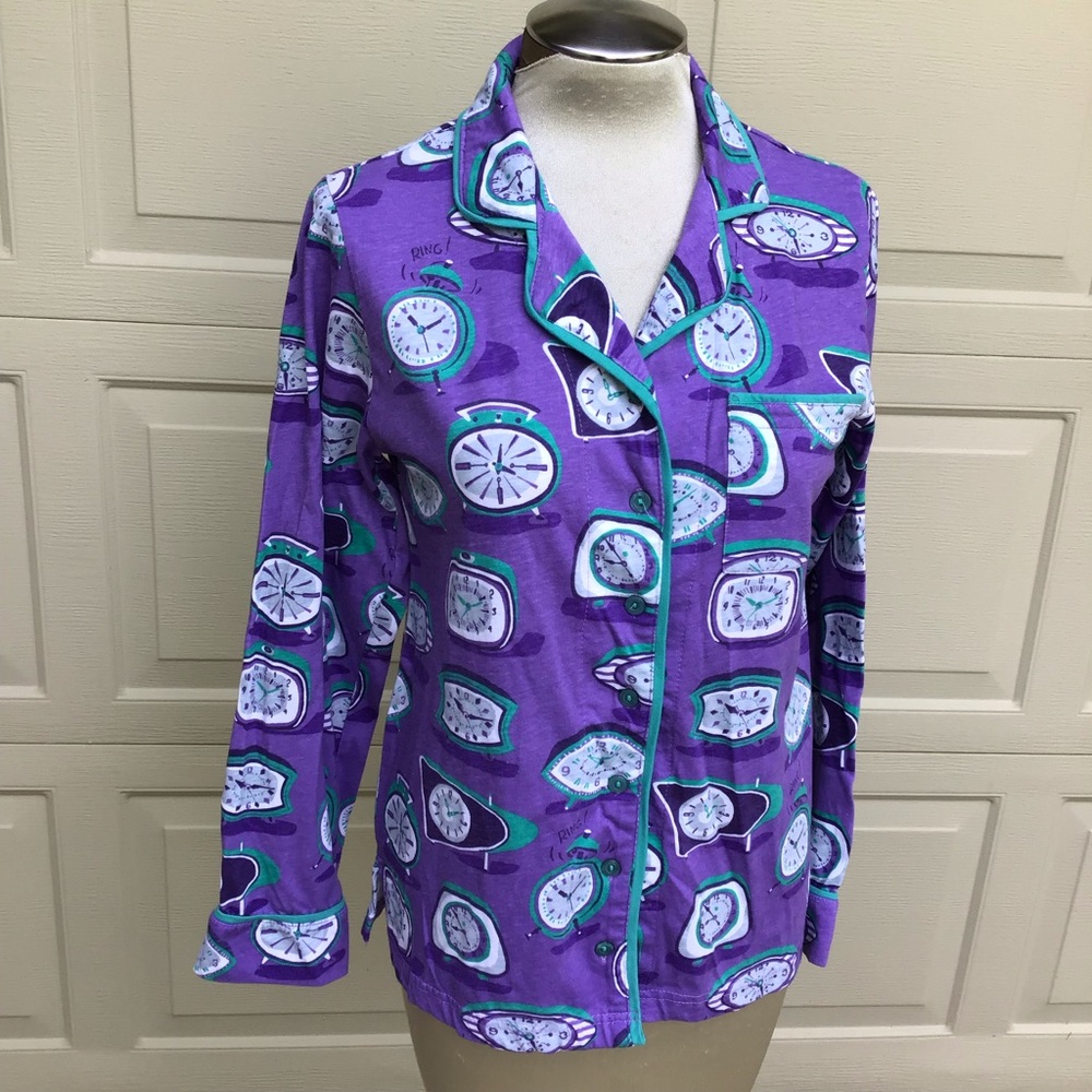 NITE NITE BY MUNKI MUNKI alarm clock pajama set M